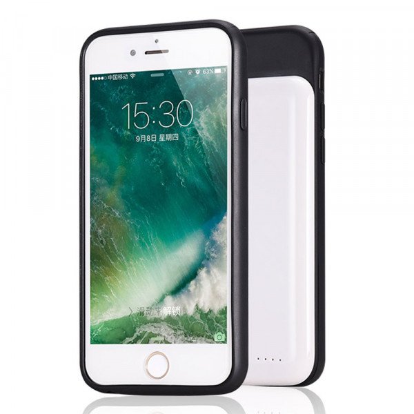 Wholesale iPhone 8 Plus / 7 Plus / 6s Plus / 6 Plus Portable Power Charging TPU Full Case 5000 mAh (White)